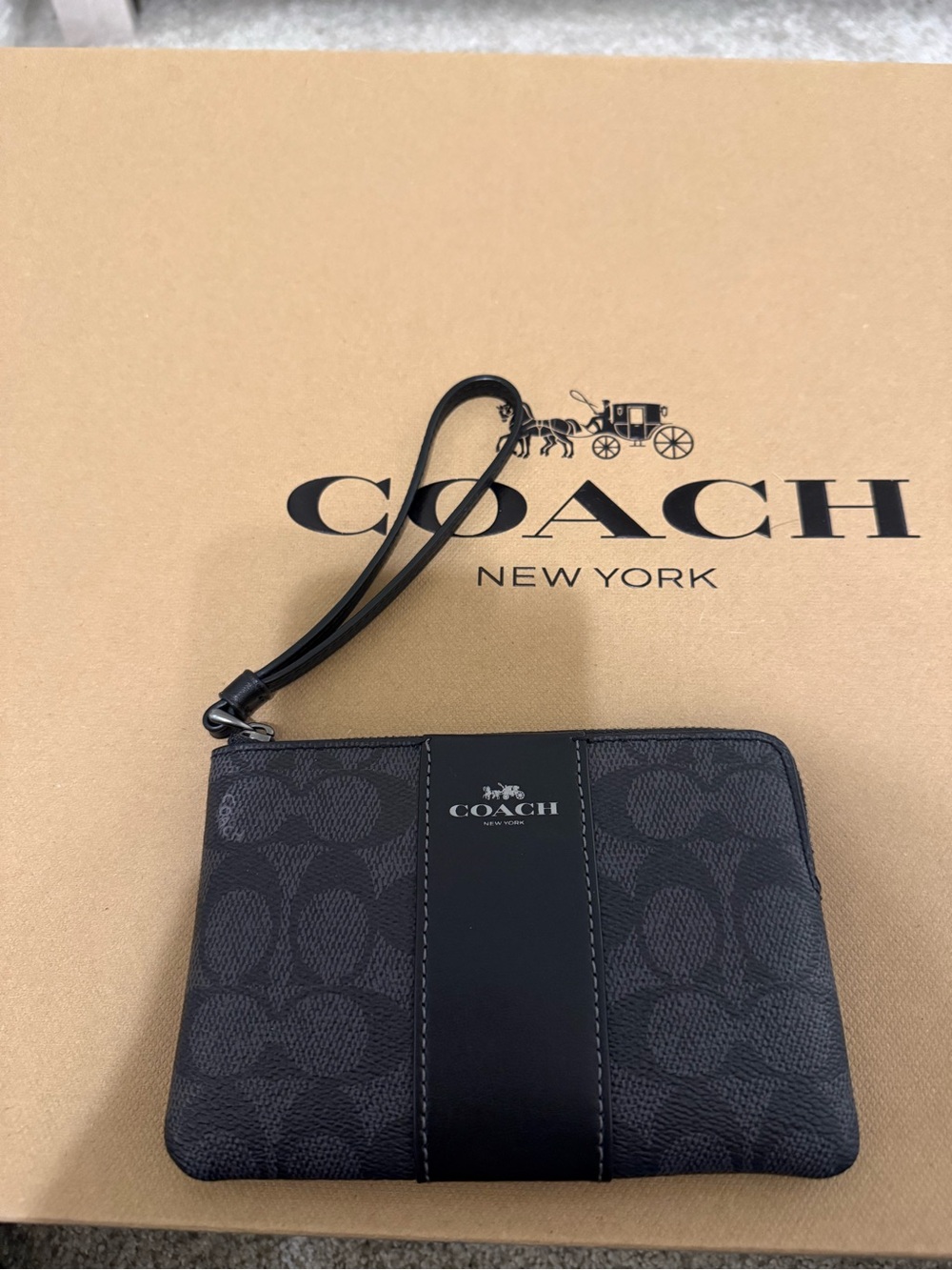 Coach Black Signature Dome Wristlet